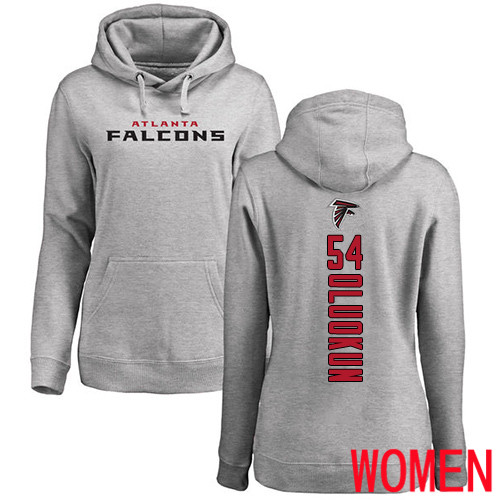 Atlanta Falcons Ash Women Foye Oluokun Backer NFL Football #54 Pullover Hoodie Sweatshirts->women nfl jersey->Women Jersey